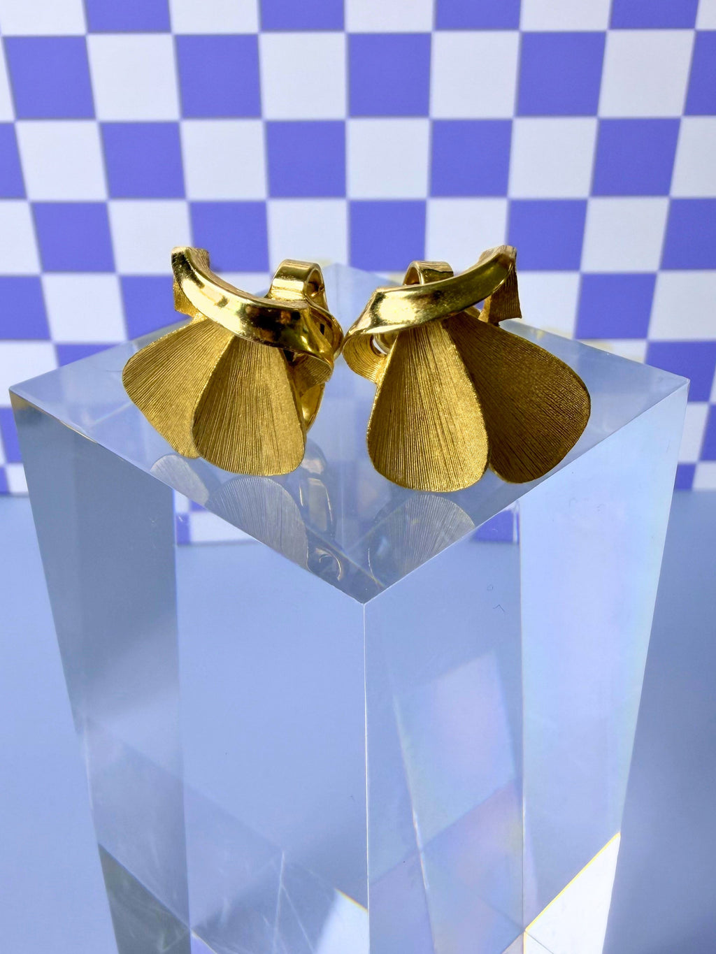 Vintage Trifari Gold Textured Butterfly Clip-On Earrings