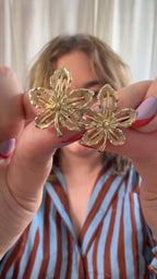 Sarah Coventry Midcentury Gold Floral Clip-On Earrings