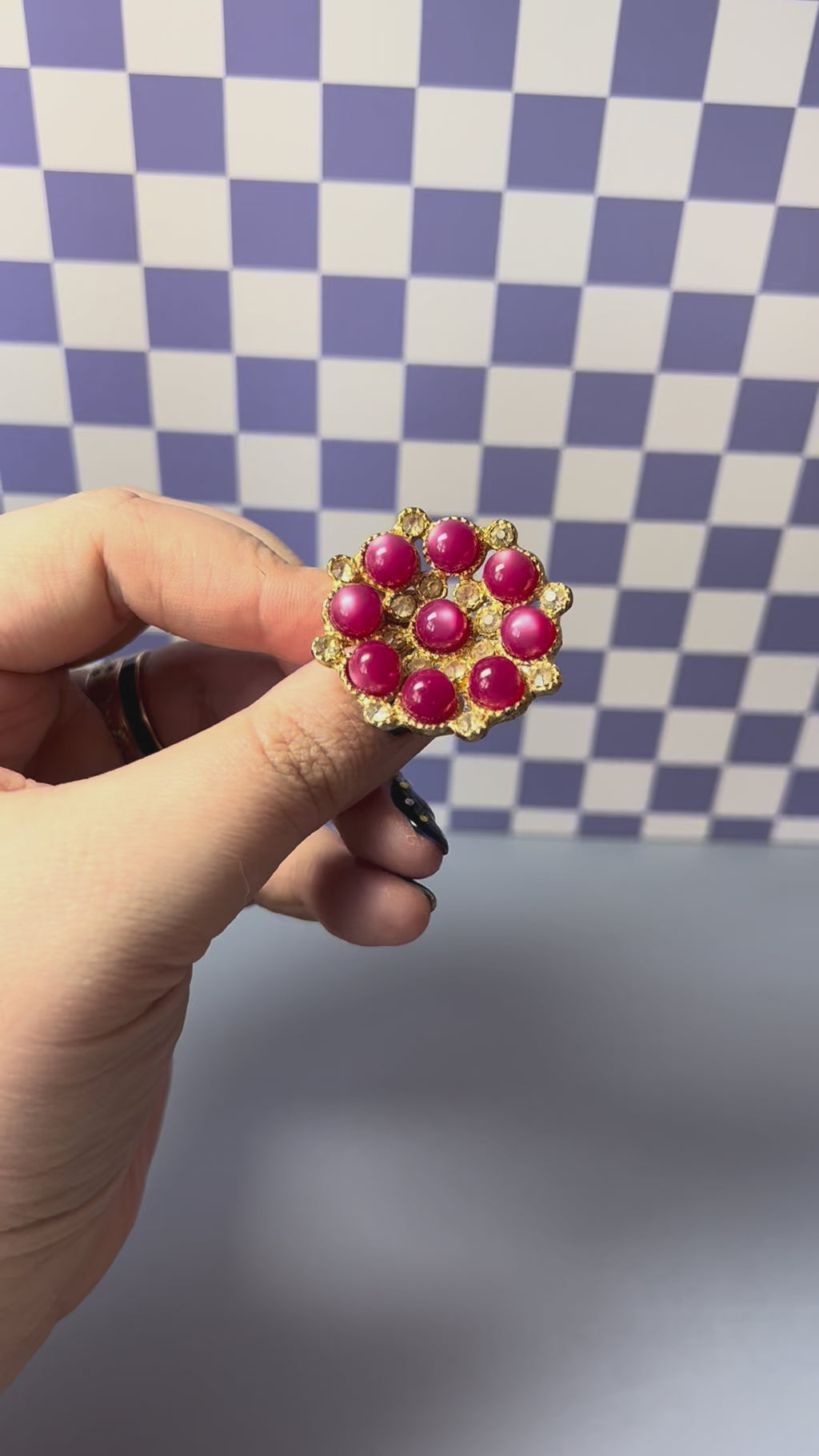 Star Ruby Effect Rhinestone Brooch