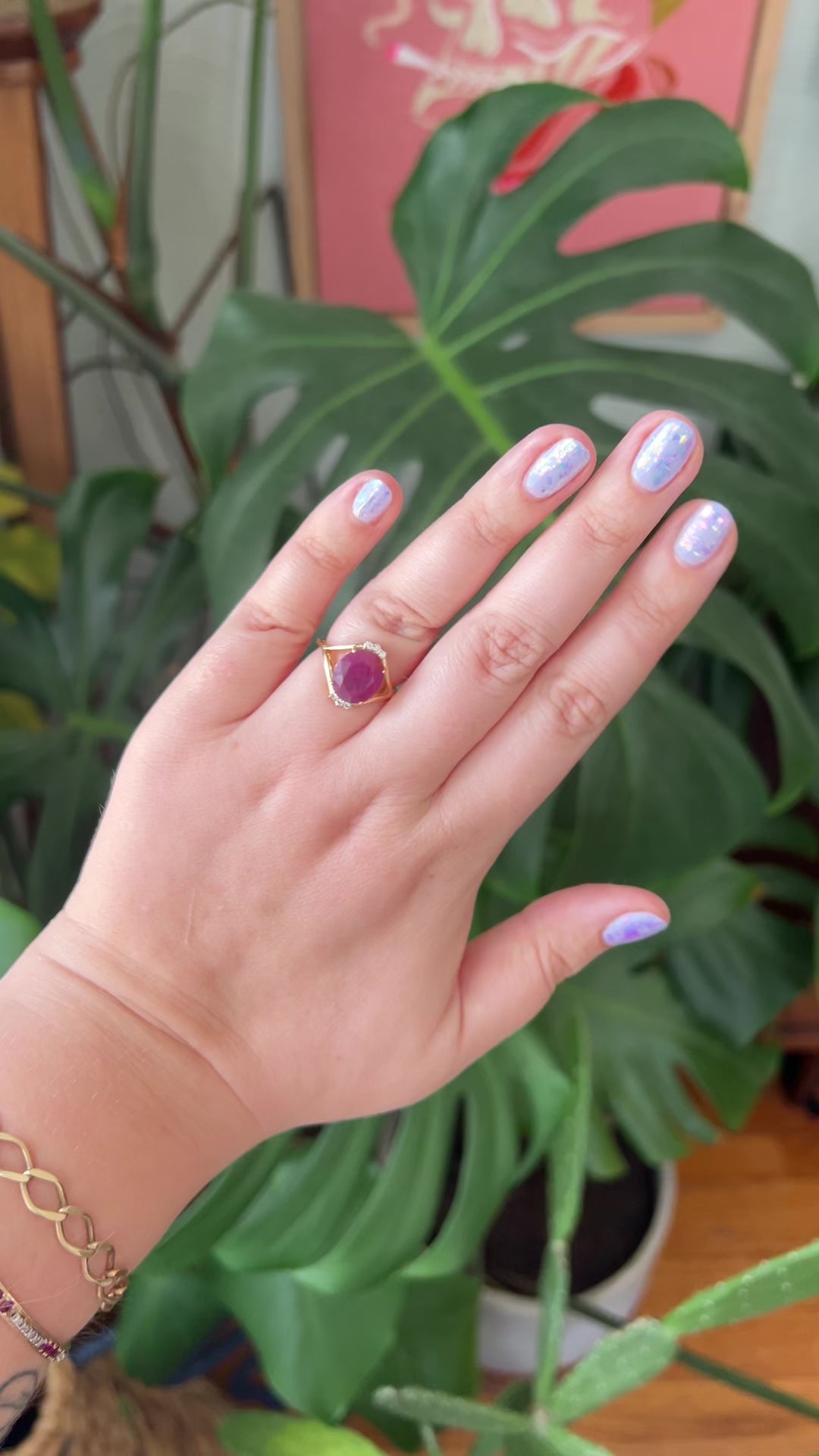 14k Gold, Filled Ruby and Sapphire Ring