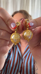 Midcentury Gold Filigree Drop Earrings