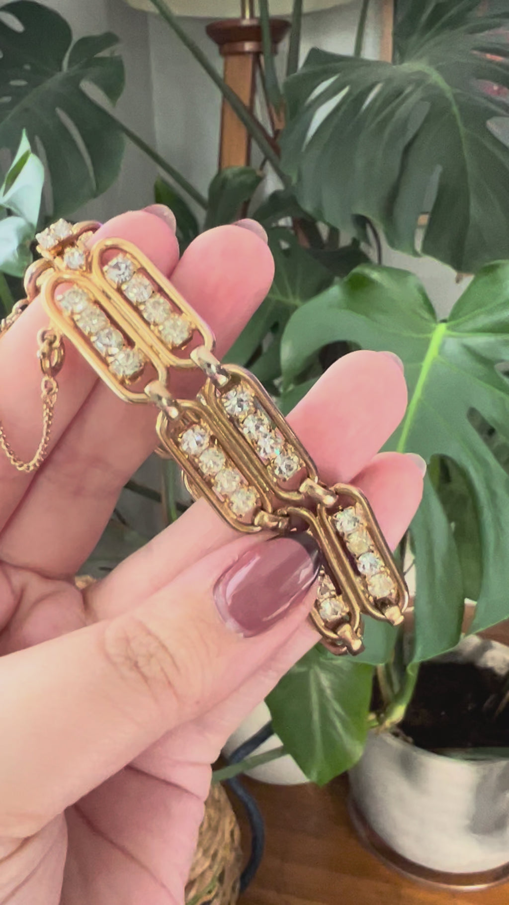 Hobe Gold Crystal Panel Bracelet