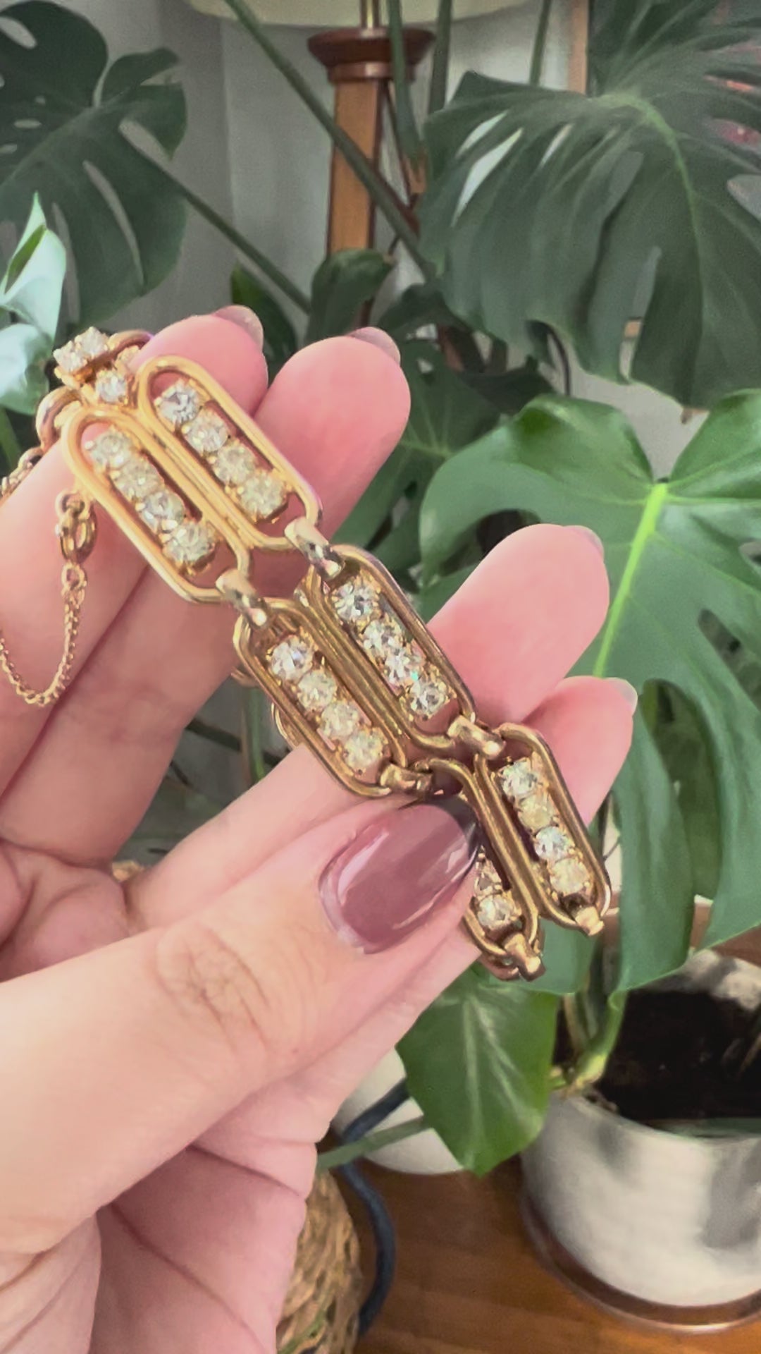 Hobe Gold Crystal Panel Bracelet