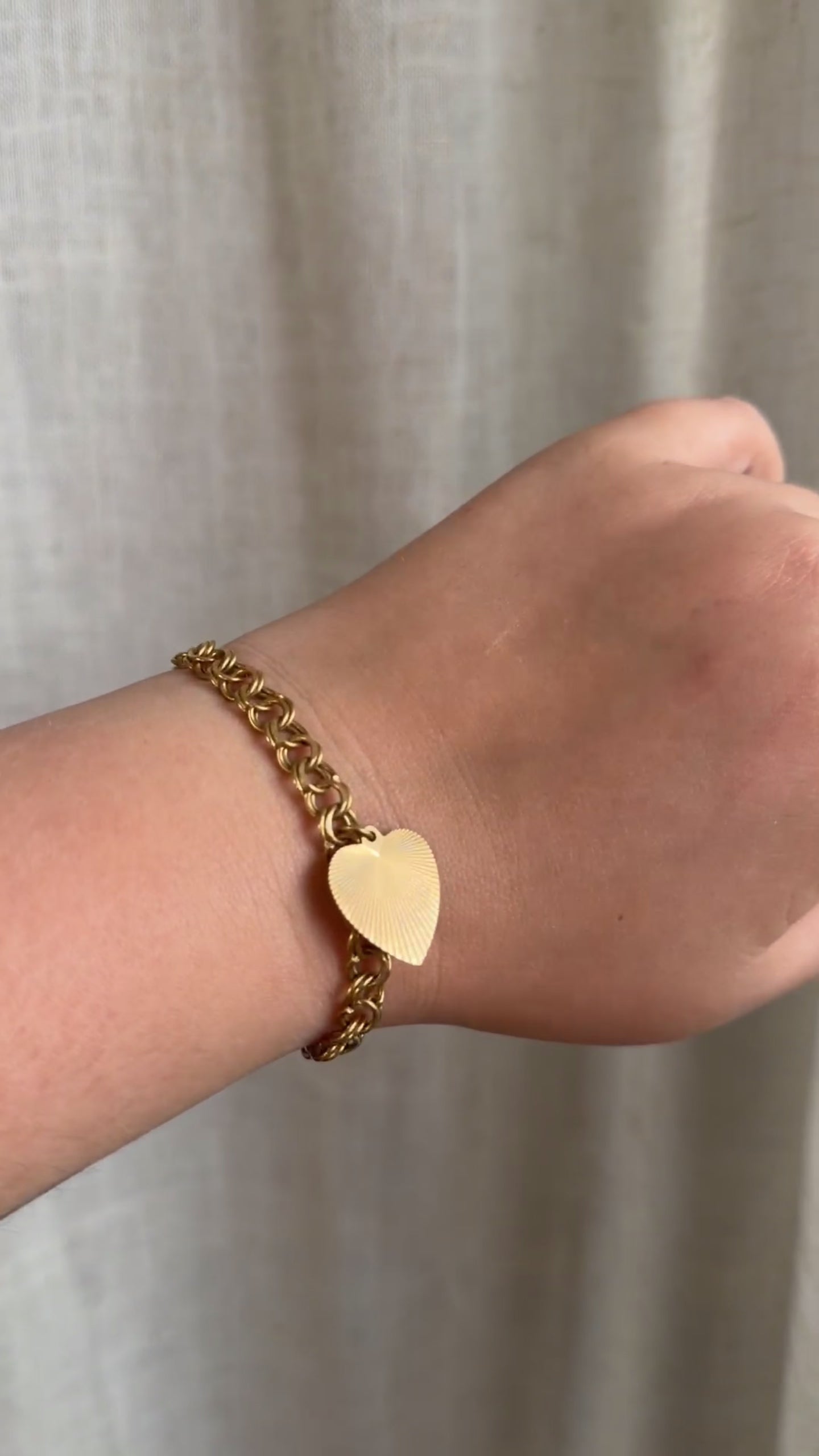 Vintage Sunburst Heart Charm Bracelet
