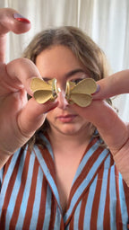 Vintage Trifari Gold Textured Butterfly Clip-On Earrings